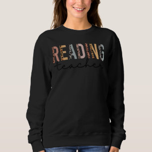 Leopard Cheetah Print Reading Teacher terug naar S Trui