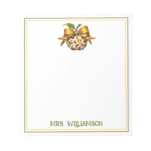 Leopard Cheetah Print Teacher's Apple Notitieblok (Voorkant)