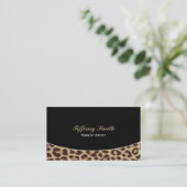 Leopard Cheetah Print Zwart Visitekaartje (Staand voorkant)