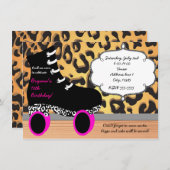 Leopard Cheetah Roller Patinage Invitation (Devant / Derrière)