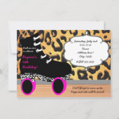 Leopard Cheetah Roller Patinage Invitation (Devant)