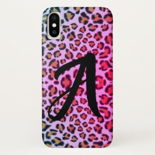Leopard cheetah roze patroon - monogrammen iPhone x hoesje