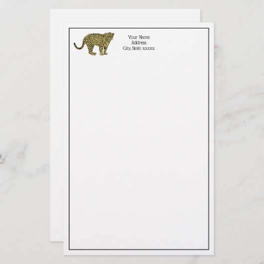  leopard Cheetah Spotted Cat Drawing Briefpapier (Voorkant / Achterkant)