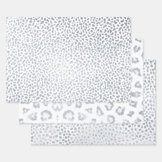 Leopard Cheetah Tiger Animal Print Metallic Silver (Set)