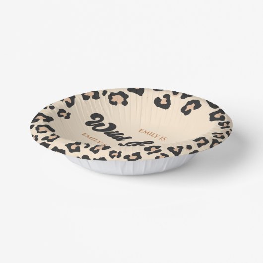 Leopard Cheetah Wild en Vijf 5e Verjaardagsfeestje Papieren Kommen (Gebogen)