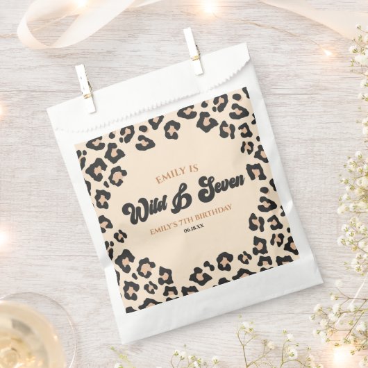 Leopard Cheetah Wild en Zeven 7e Verjaardagsfeestj Bedankzakje (Geknipt)