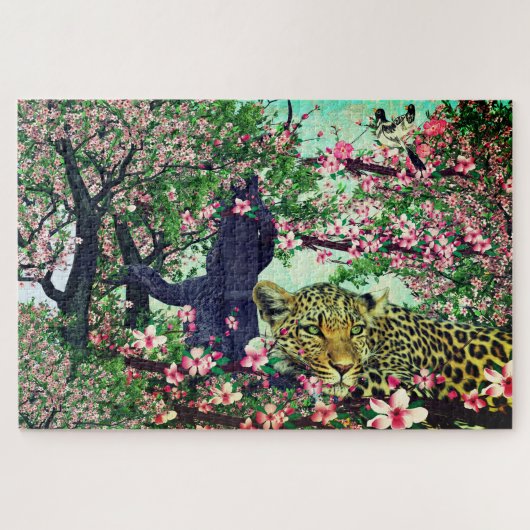 Leopard Cherry Blossom Legpuzzel (Horizontaal)
