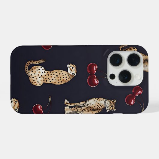 Leopard Cherry Phone Case iPhone Hoesje (Achterkant horizontaal)