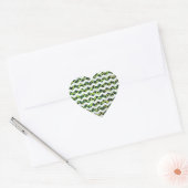 Leopard Chevron Black en Green Print Hart Sticker (Envelop)