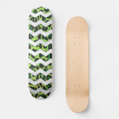 Leopard Chevron Black en Green Print Skateboard (Voorkant)