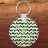 Leopard Chevron Black en Green Print Sleutelhanger (Voorkant)