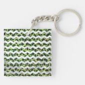 Leopard Chevron Black en Green Print Sleutelhanger (Achterkant)