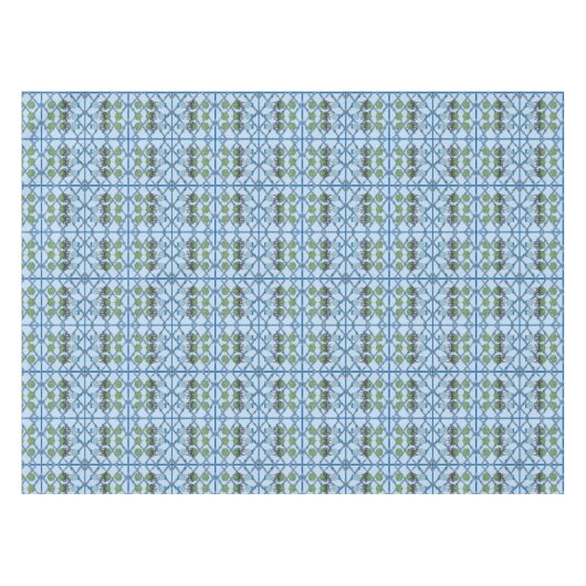 Leopard Chinoiserie Blue Ginger Jar Topiary Tafelkleed (Voorkant (Horizontaal))