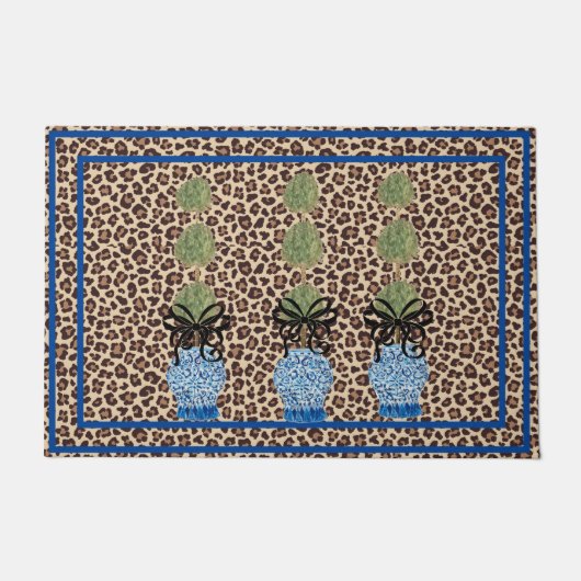 Leopard Chinoiserie Ginger Jar Doormat tapis (Devant)