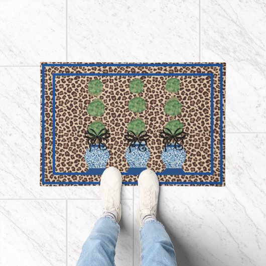 Leopard Chinoiserie Ginger Jar Doormat tapis (Intérieur)