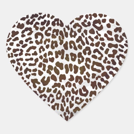 Leopard Chocolade Print Hart Sticker (Voorkant)
