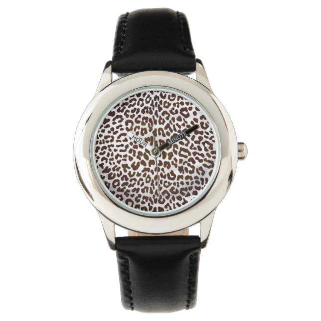 Leopard Chocolade Print Horloge (Voorkant)