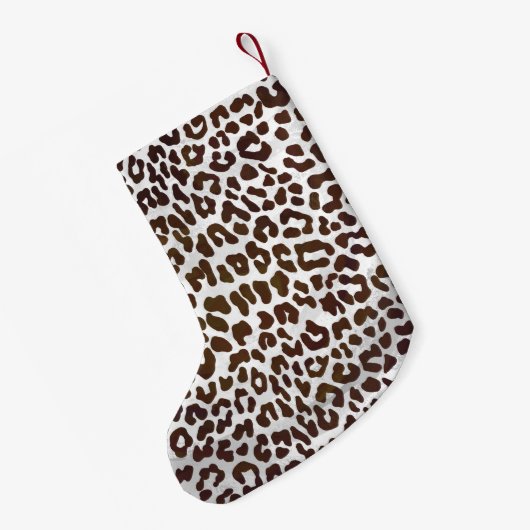 Leopard Chocolade Print Kleine Kerstsok (Achterkant (Hangend))