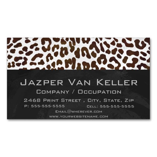 Leopard Chocolade Print Magnetisch Visitekaartje (Voorkant)