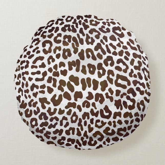Leopard Chocolade Print Rond Kussen (Voorkant)
