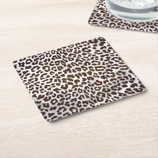 Leopard Chocolade Print Vierkante Kartonnen Onderzetter (Schuin)