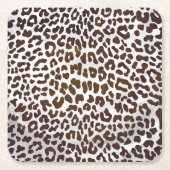 Leopard Chocolade Print Vierkante Kartonnen Onderzetter (Voorkant)