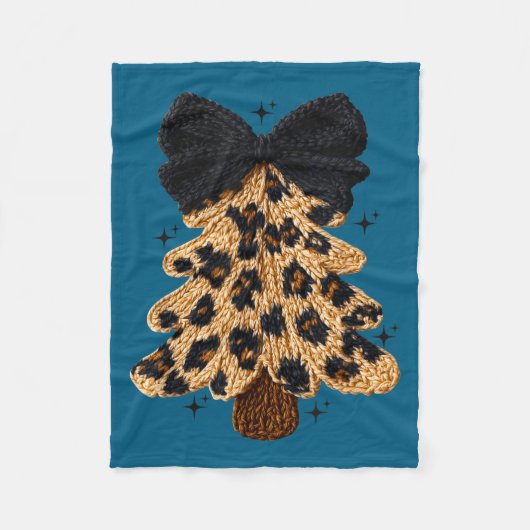 Leopard Christmas Tree,christmas Coquette Bow Yarn Fleece Deken (Voorkant)
