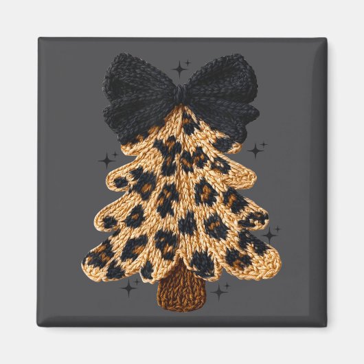 Leopard Christmas Tree,christmas Coquette Bow Yarn Magneet (Voorkant)