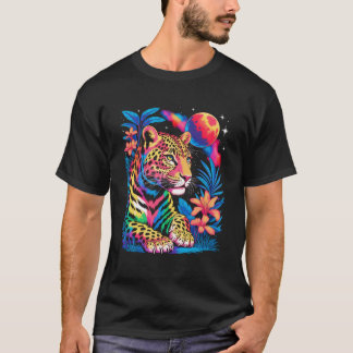 Leopard Colorful Wildlife Art Vibrant Graphic Prin T-shirt