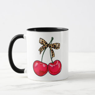 Leopard Coquette Bow Cherry Girl Lolita Mug