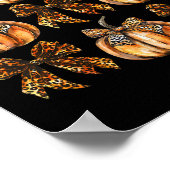 Leopard Coquette Bow Pumpkin Thanksgiving Herfst F Poster (Hoek)