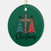 Leopard Cross kerstbomen Christelijk Keramisch Ornament (Links)
