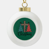 Leopard Cross kerstbomen Christelijk Keramische Bal Ornament (Voorkant)