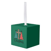 Leopard Cross kerstbomen Christelijk Kubus Ornament (Achter hoekig)