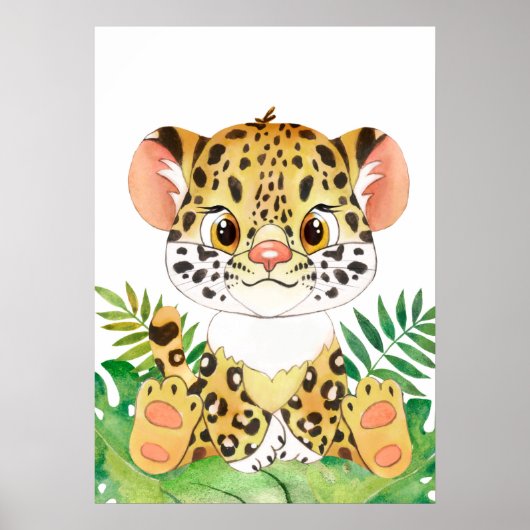 Leopard Cub, Baby Animal, Oerwoud Safari Animals Poster (Voorkant)