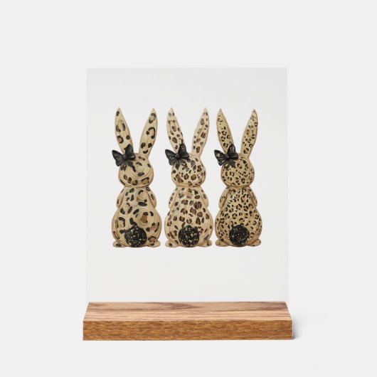 Leopard Cute Bunny Bow Funny Christian Easter Day  (Recto)