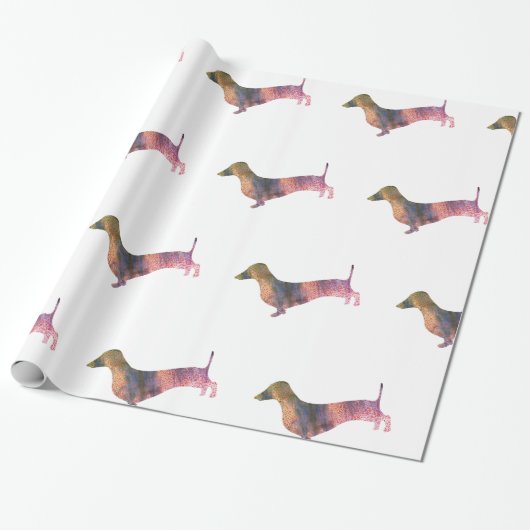 Leopard dachshund cadeaupapier (Uitgerold)