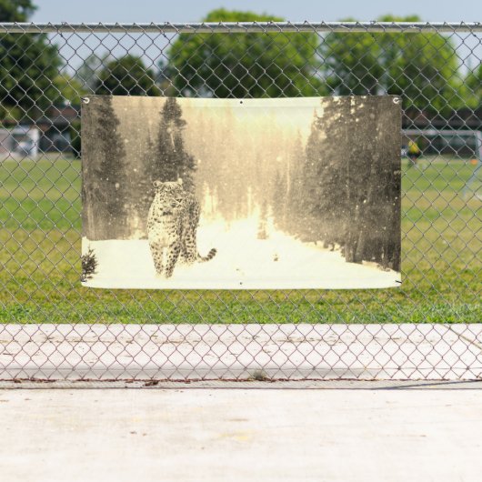LÉOPARD DANS la bannière de NEIGE (En situation)