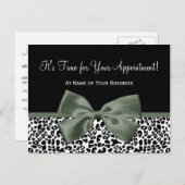 Leopard Dark Green Bow Salon Appointinder Briefkaart (Voorkant / Achterkant)