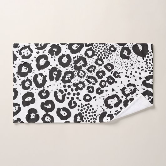 Léopard de neige noir blanc Poster de animal Cheet (Serviette à main)
