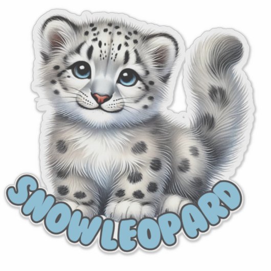 LEOPARD DE NEIGE - STICKER DE NURSERY (Devant)