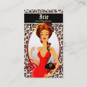 Léopard de zèbre de carte de visite de sac à main