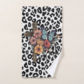 Léopard des neiges croisé, Fleurs et Papillons (Serviette à main)