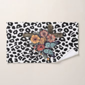 Léopard des neiges croisé, Fleurs et Papillons (Serviette à main)