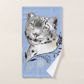 Léopard des neiges et flocons de neige (Serviette à main)