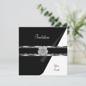 Leopard Diamond Jewel Black Bow Silver Kaart (Staand voorkant)