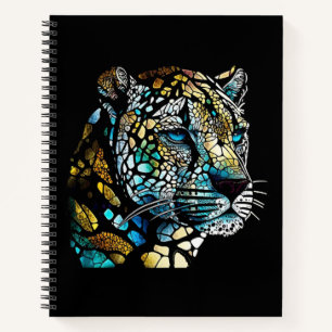 Leopard Dierenportret Glas in lood Wildlife Art Notitieboek