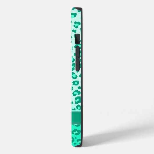 Leopard dierenprint mint monogram iphone case (Achterkant / Links)