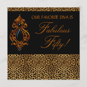 Leopard Diva Vrouwen Fabulous 50 verjaardagsfeest Kaart