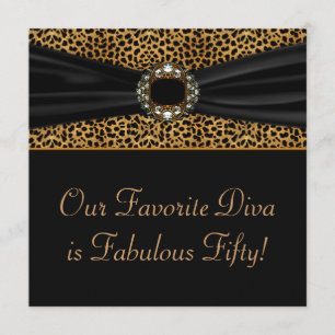Leopard Diva Womans 50th Birthday Party Kaart